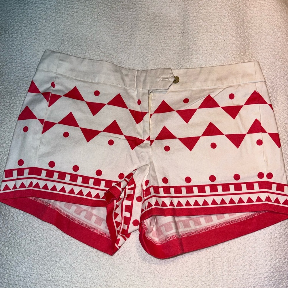 J. Crew Red and White Patterned Women's Shorts